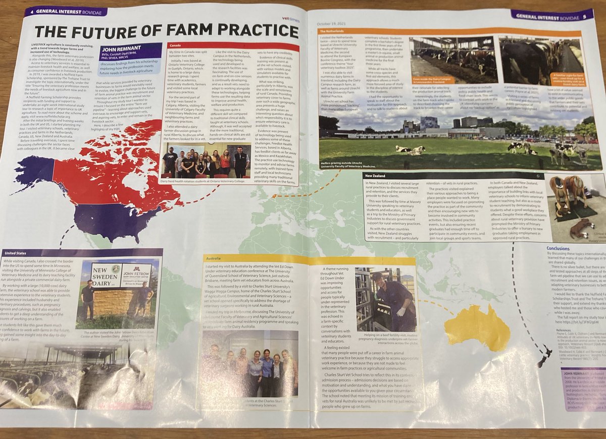 SaraPedersen3's tweet photo. Love the engaging & eye catching layout in @J_Remnant @vettimesuk article on his @NuffieldFarming travels. A really interesting read following on from last weeks @theBCVA presentation #farmpractice #retention #recruitment https://t.co/RZniKM6odI