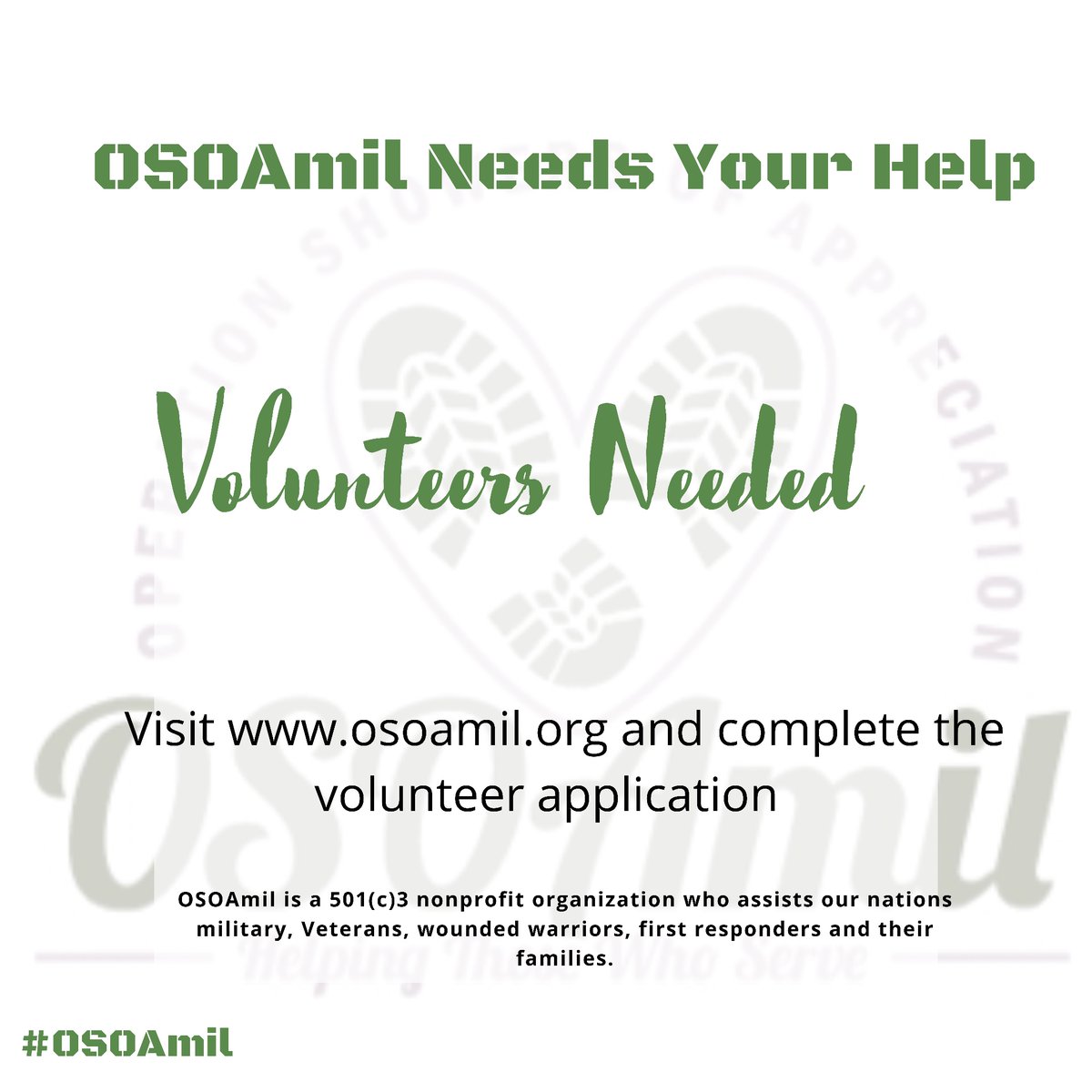 OSOAmil's tweet photo. Looking for a great organization to volunteer with? Look no further!  OSOAmil is looking for volunteers today! #osoamil #volunteer https://t.co/MEgl45Cf2o