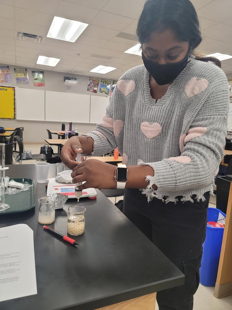 LTHScience's tweet photo. Catalase enzyme lab with yeast alginate beads!  AP Biology students designed their own lab changing variables like pH, temperature and substrate concentration.  @LebanonTrailHS #apbiology #inquiry https://t.co/WZ2P1jEH0k