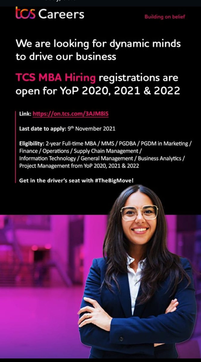pallavipriya_'s tweet photo. TCS is hiring MBA Graduates..
Link to apply:
https://t.co/QyWS5bVlXr
Last Date: 9th Nov
RT &amp; Spread 
@HiHyderabad @swachhhyd @charan_tweetz @abhishekmurark3 
@rajakesari99 @Spandana_Adv @ActivistTeja @telugulessaa @ajithnairpk @MalakpetD @IdlyStories @TEAM_SENANI @RCYalamala https://t.co/pIPLRwoJPR