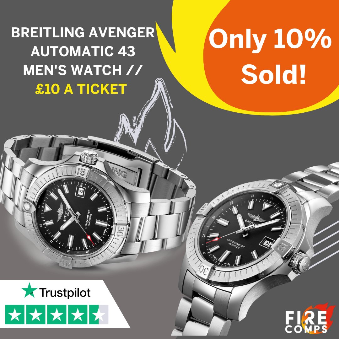 FireComps's tweet photo. Only 10% of tickets sold on this incredible prize draw for the Breitling Avenger Men's watch which ends in less than 2 weeks! 🔥

This watch worth £3,500 could be yours for only £10 a ticket! You've got to be in it to win it! 😍>> https://t.co/aYfSnfw5Sv https://t.co/AijrVFOAw4