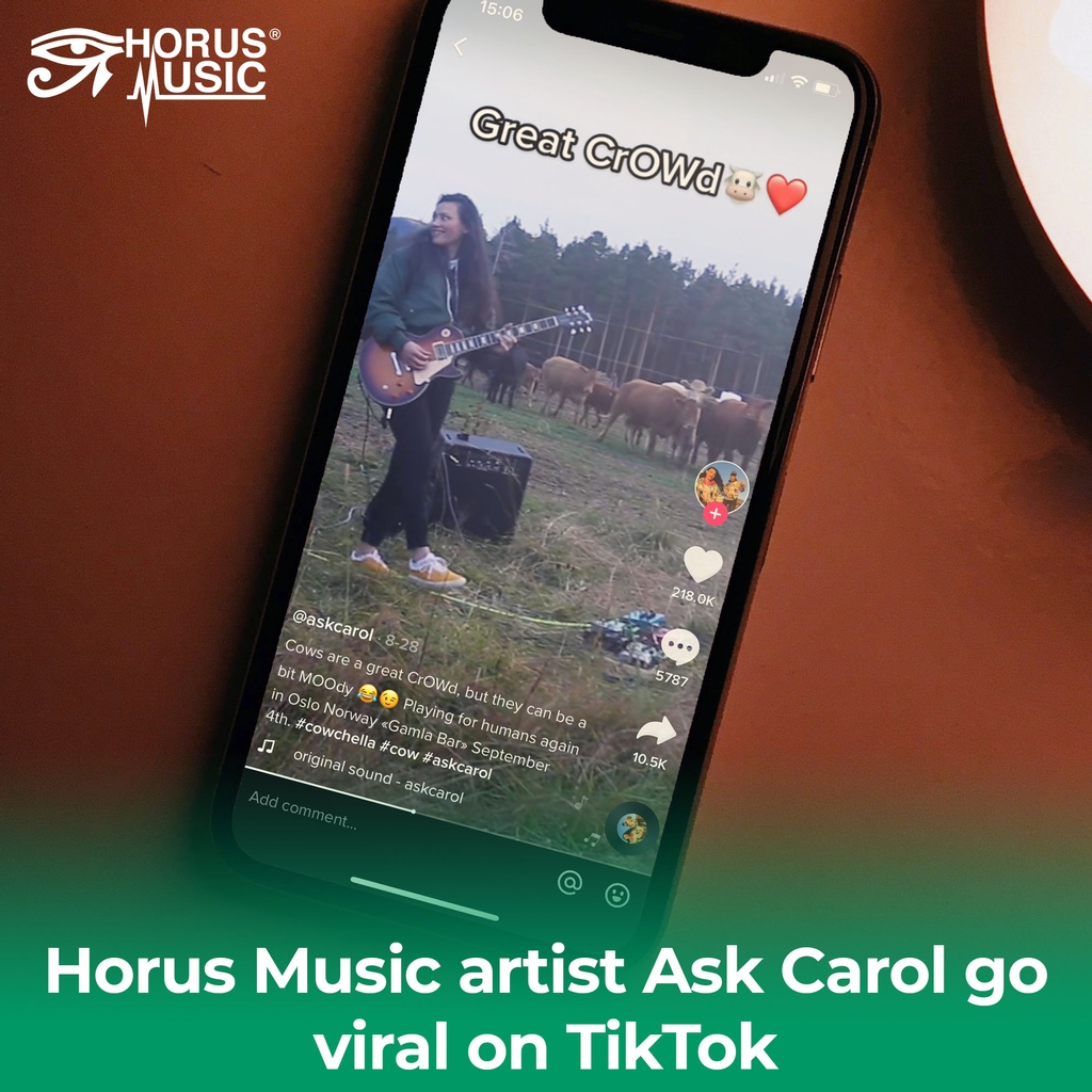 Ask Carol is a high energy power-duo with a big sound. 
Jamming track ‘Darkest Hour’ in a field in their native Norway, they uploaded the video to TikTok. ‘Great CrOWd’ has been viewed over 1.3 million times and driven traffic to platforms such as Spotify.  #musicdistribution