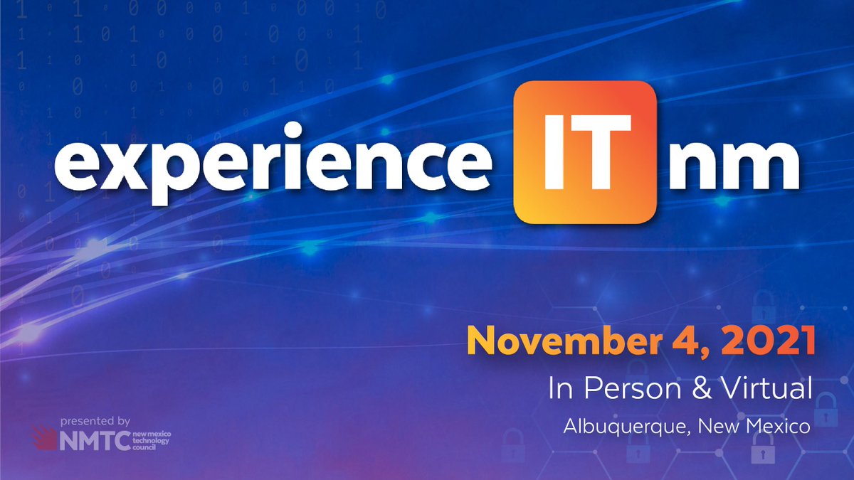 ABQEconDev's tweet photo. Join the New Mexico Technology Council at this year's experienceIT conference. Talk through consumer shifts, digital innovation, cybersecurity, and big trends to watch for in 2022! Secure your seat: https://t.co/xnhbDQJjx3 #nmtechcouncil #experienceITnm #abqecondev https://t.co/T77YKJtgim