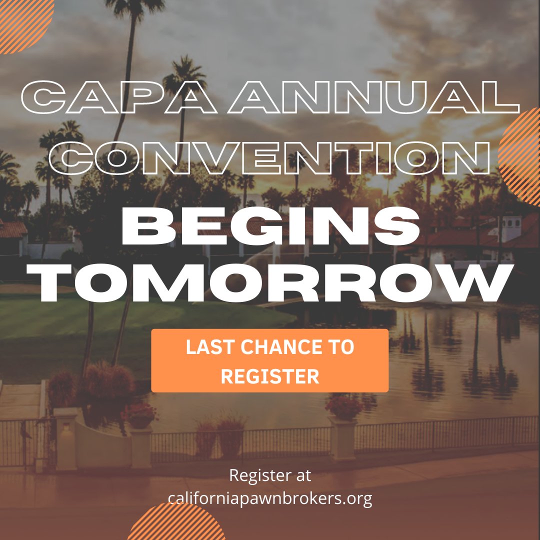 CAPawnbrokers's tweet photo. 🛑Waiting for a sign? THIS IS IT! Join us in Rancho Mirage this weekend! Register now at https://t.co/gbo6PcD3Qm https://t.co/uQpyq7N8k2