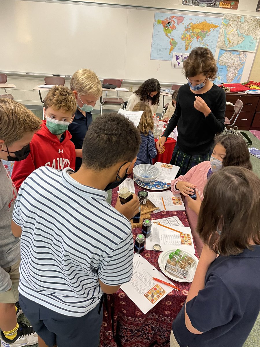 History “Lab” Experiencing The Silk Roads. Frankincense, spices, silk, porcelain, glass, textiles, oh my!  Keeping away that evil eye! - Making nazar boncuk  🧿 #worldhistory #silkroads <a href="/SSSASsaints/">St. Stephen’s and St. Agnes School</a>
