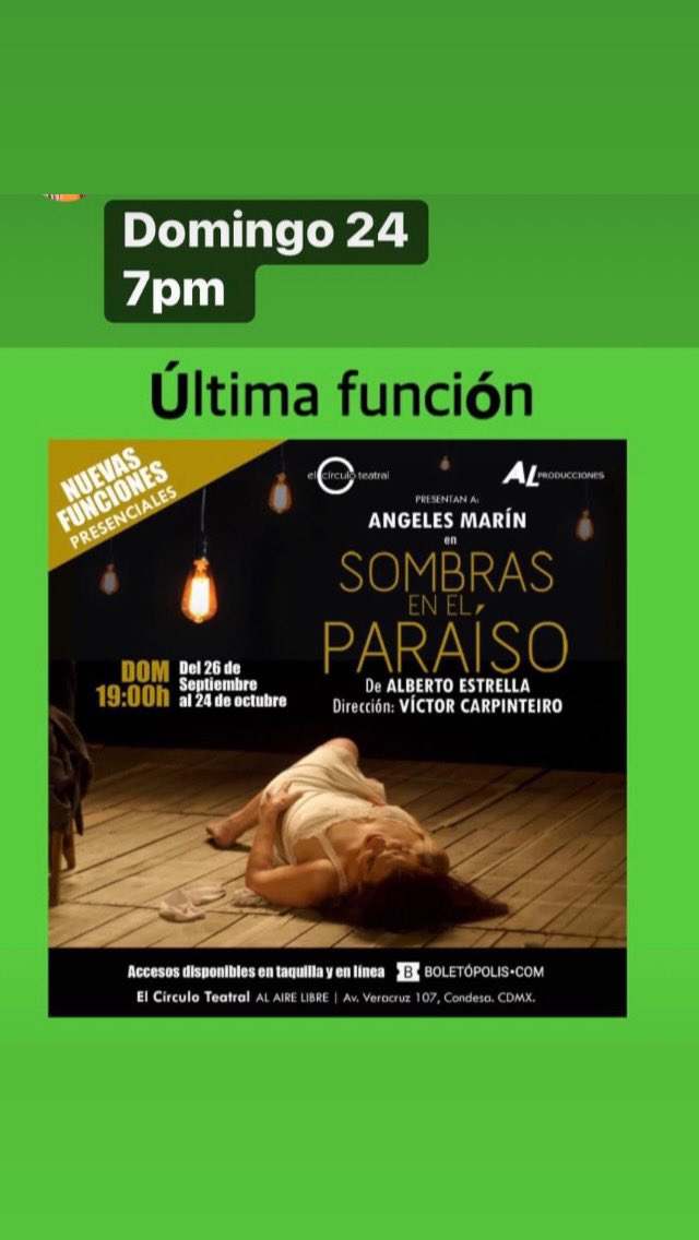 Los esperan @v_carpin #AlbertoEstrella @CIRCULOTEATRAL y @gelamarin 
No se la pierdan. 
🎭🎭🎭

@InterescenaMX @Entretenia @teatroculturamx @LocuraCultural @CarteleraCDMX @TeatrosMX @capital_siete @orgasmocultura @SandymoonDCS @alasbutacas @MasTeatroMexico