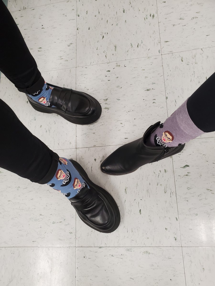 KNGallagher9's tweet photo. Mrs. Forbes and I dressed as former Associate Supreme Court Justice Ruth Bader Ginsberg for HMS' heroes day! #RBG #chiefbelief https://t.co/wSMu1oRA9n