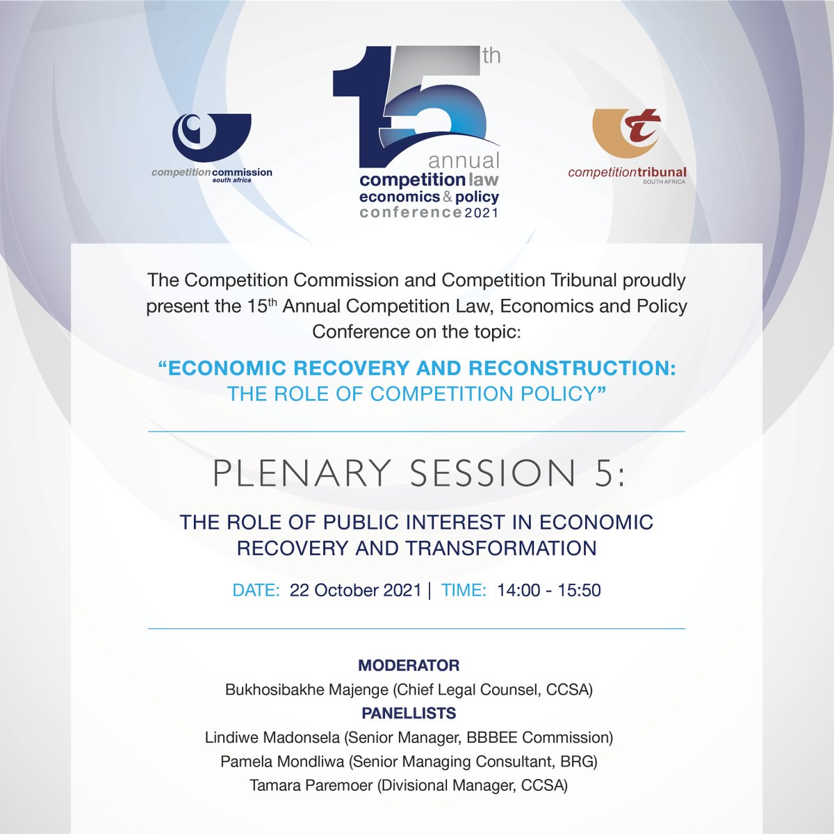 CompComSA's tweet photo. #15AnnualCompetitionConference #EconomicRecovery #EconomicReconstruction #CompetitionPolicy https://t.co/g00si7dlr6