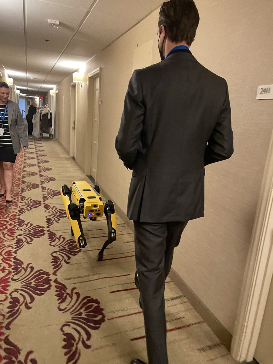 STEMnaut's tweet photo. Running a little practice with our @DoubleRobotics robot and our @BostonDynamics Spot robot before our presentation this afternoon! @sam_christy @realJRohrbaugh @CommCharterAcad #HowSchoolsShouldWork #PCPCS https://t.co/NqgBUq0KBM