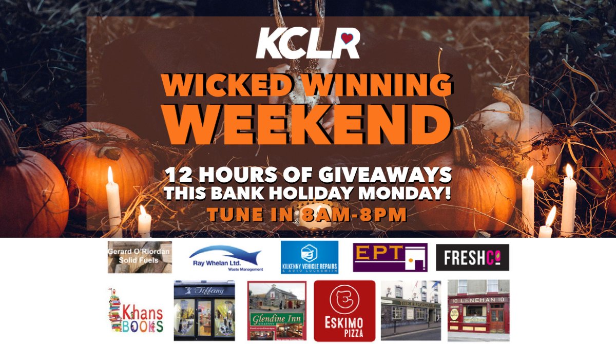 kclr96fm's tweet photo. TUNE IN ALL DAY TODAY 8AM to 8PM because it's a Wicked Winning Weekend on KCLR! 

We're giving away terrifying treats from your favourite local businesses every hour this Bank Holiday Monday.
🎃🎃🎃🎃 https://t.co/LJjRNeGdFY