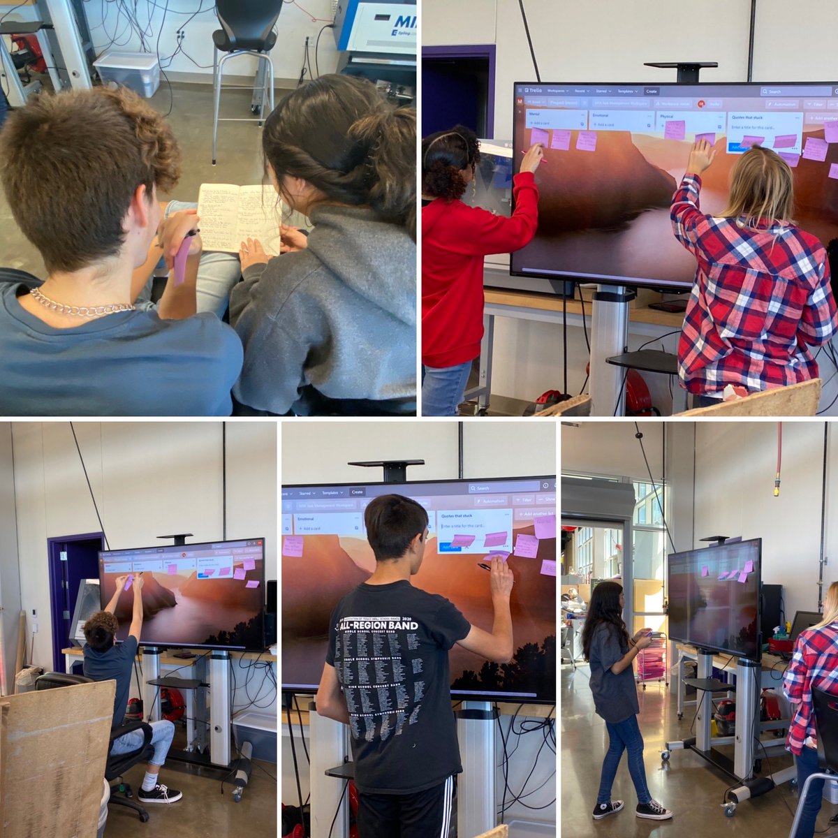 AISD_Makerspace's tweet photo. Project Invent synthesizing day 1! Last week the team interviewed their community partner! Now they are taking that info to synthesize the interview.They created a board using @trello categorizing mental,emotional,&amp; physical needs! #designthinking #empathy #MakerCare #makerspace https://t.co/pd87sfyBrC