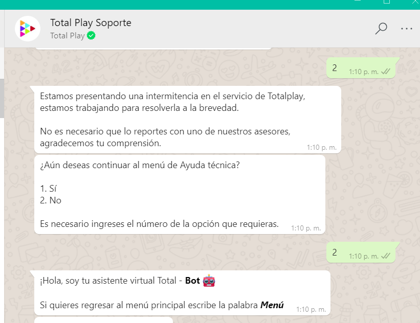 Ind_Electronic's tweet photo. Esto es lo más molestoso de Total Play, siempre responden con la misma cantaleta y no resuelven nada, pronto a regresar a Infinitum #AscoTotalPlay https://t.co/ylmxjv6g6W