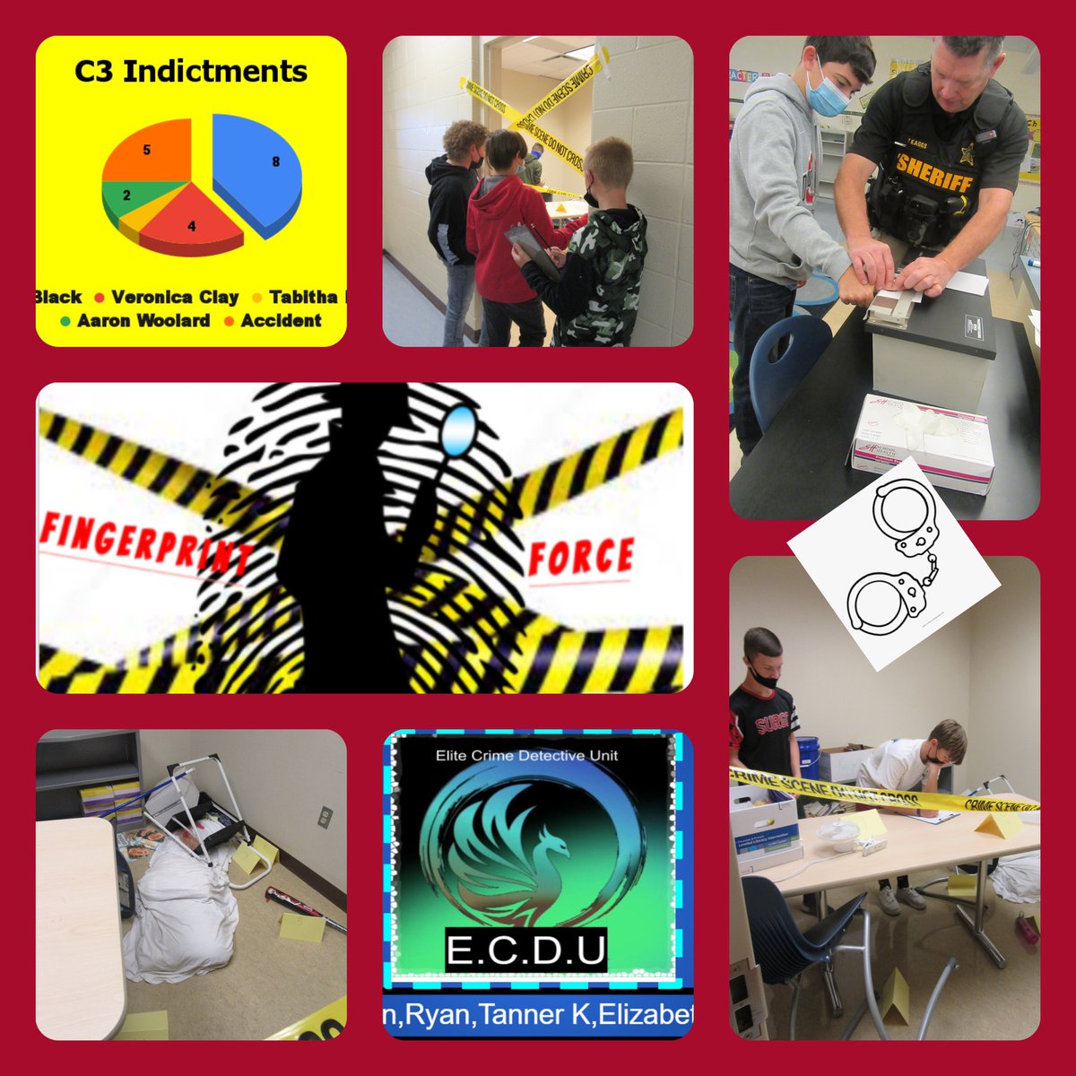 TVEMS students learned about CSI last week and had some “real life” experiences as they worked to solve a murder.  Great work Mrs. Wolfe and all of the CCC students!