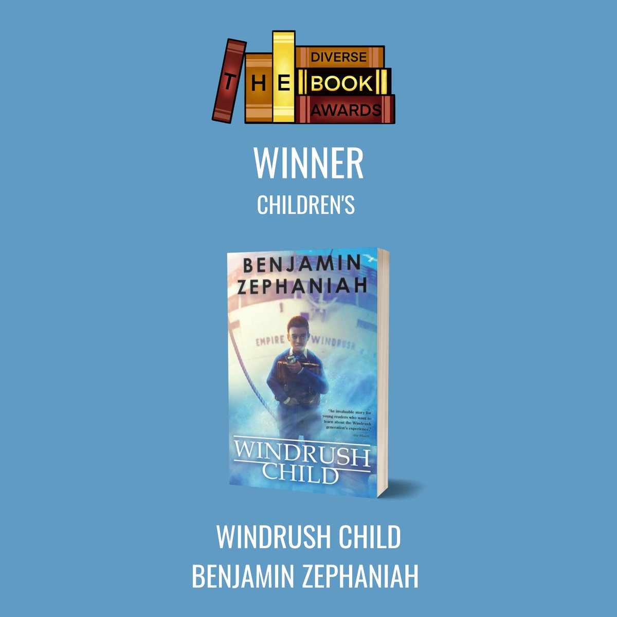 The_DBAwards's tweet photo. The winner of The Diverse Book Awards Best Children's Book is...Windrush Child by @BZephaniah Published by @scholasticuk 🎉🎉

#TheDBAwards https://t.co/l1nF8yjR5x