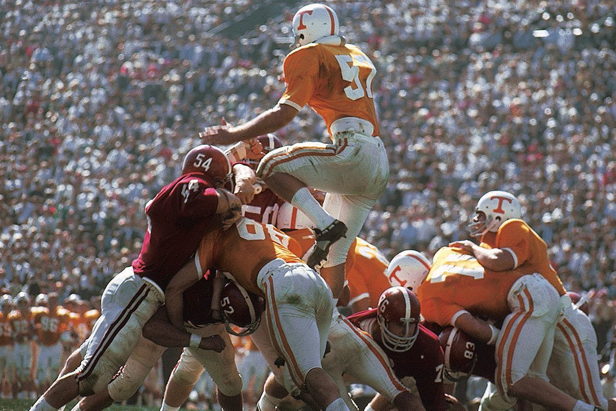 This awesome photo of <a href="/Vol_Football/">Tennessee Football</a> linebacker Steve Kiner was taken by Sports Illustrated’s Walter Looss Jr. on this day at Legion Field in 1967.

Tennessee beat No. 6 Alabama, 24-13 in Birmingham.