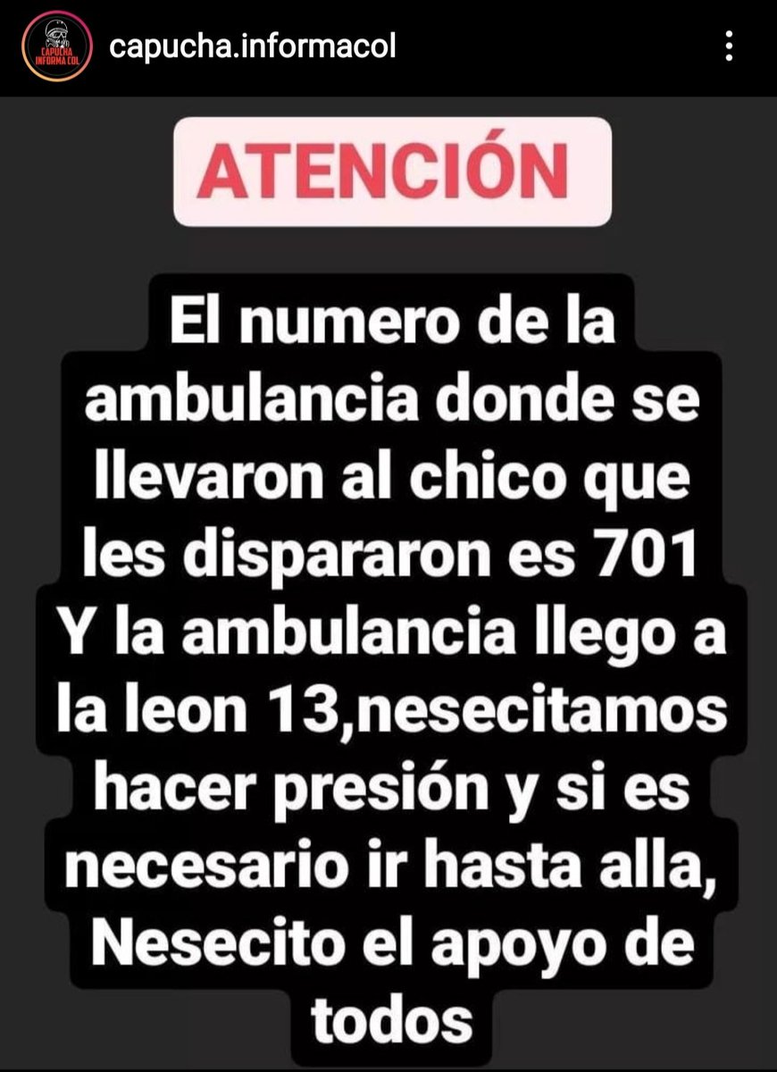 CaminanteGP's tweet photo. #PresiónCiudadana 🚨Después de una noche atroz, dónde el ESMAD violó derechos humanos n #Medellín El joven que salió gravemente herido con disparo directo en su cabeza #Denuncia @CapuchaCol es trasladado en la ambulancia 701 a la clínica León XIII @ipsudea https://t.co/Zv0YpBX6VN https://t.co/uEa6ihyWbM