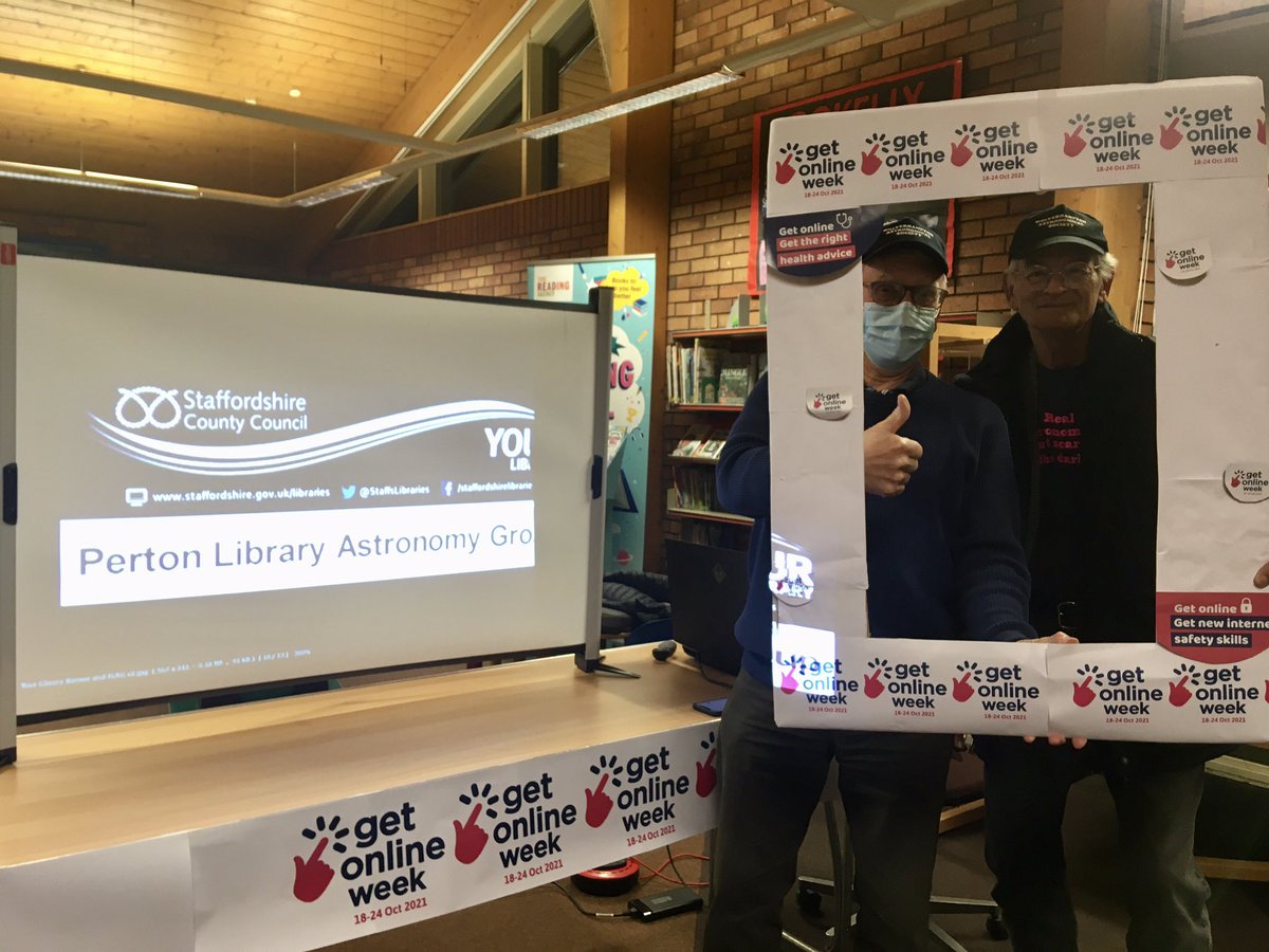 StaffsLibraries's tweet photo. We’re celebrating #GetOnlineWeek at tonight’s #PertonLibraryAstronomyGroup for a guide to the best Astronomy apps &amp; websites with help from @doug9559 &amp; Steve from @wolvasuk @GetOnlineWeek @StaffordshireCC @GoStargazing @bbcskyatnight @libsconnected @chrislintott @goodthingsfdn https://t.co/dWdsHPwLOt