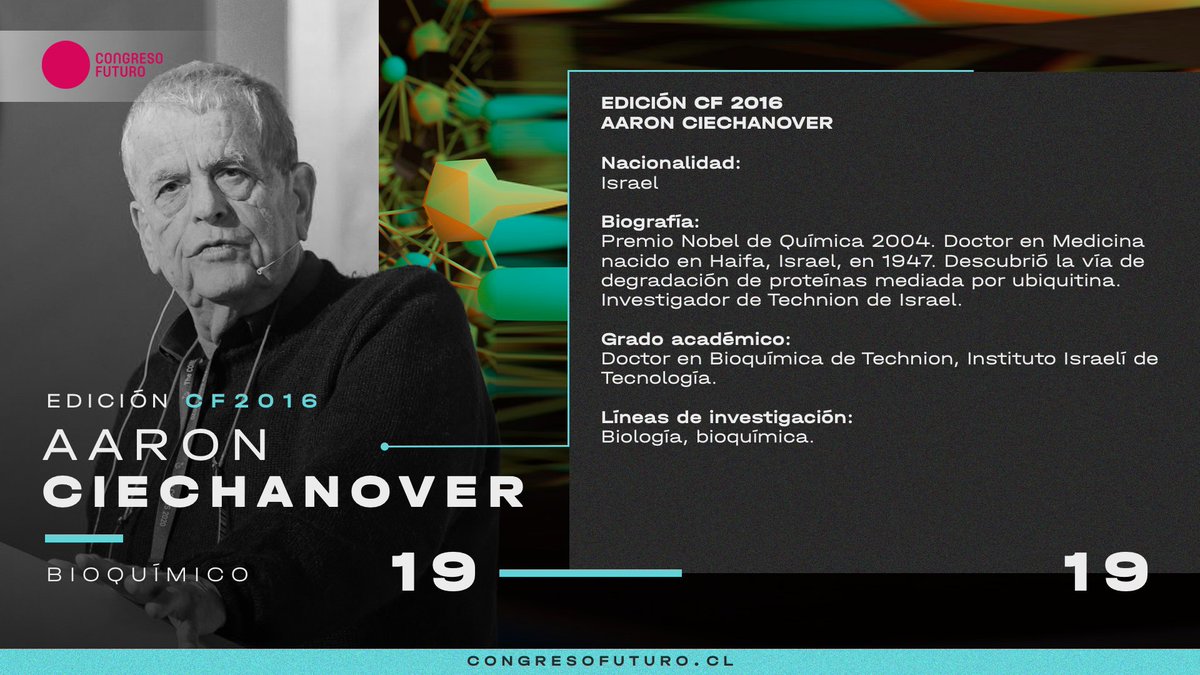 congresofuturo's tweet photo. En la #CFCards de hoy destacamos a Aaron Ciechanover, Doctor en Medicina y Premio Nobel de Química del 2004. El siglo XX vio el surgimiento de una revolución en los tratamientos médicos, pero hoy esta disciplina podría cambiar ¿Cuál es el #futuro de la #medicina? https://t.co/NP9wq3qGAg