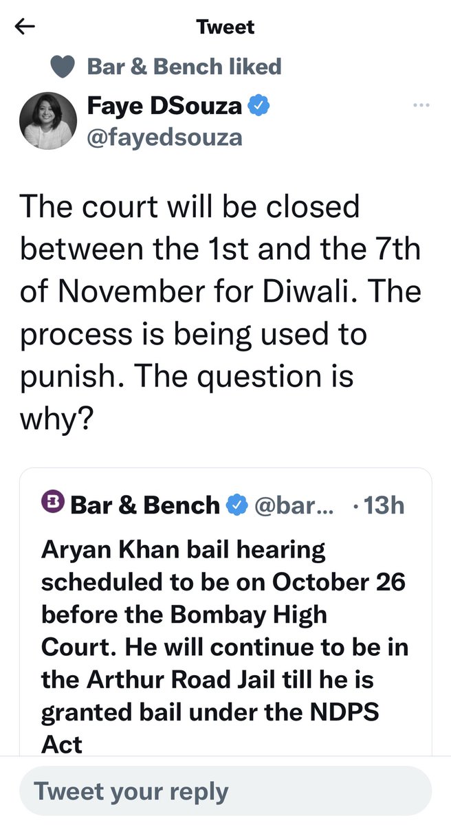 AbhishekSaket's tweet photo. As a law journal and legal reporting media .@barandbench should remain neutral. By Liking this tweet, Bar &amp; Bench makes me feel that it is behaving as a paid media for Shahrukh Khan. https://t.co/h1Lp2ObJNl