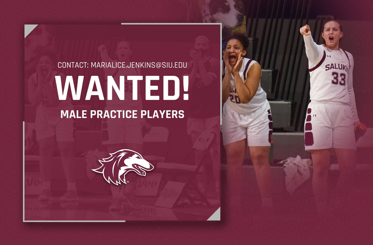 We want you! 👉

We are looking for male practice players. Free gear will be provided. Must be a <a href="/SIUC/">SIU Carbondale</a> student. Please contact assistant coach Marialice Jenkins if interested.