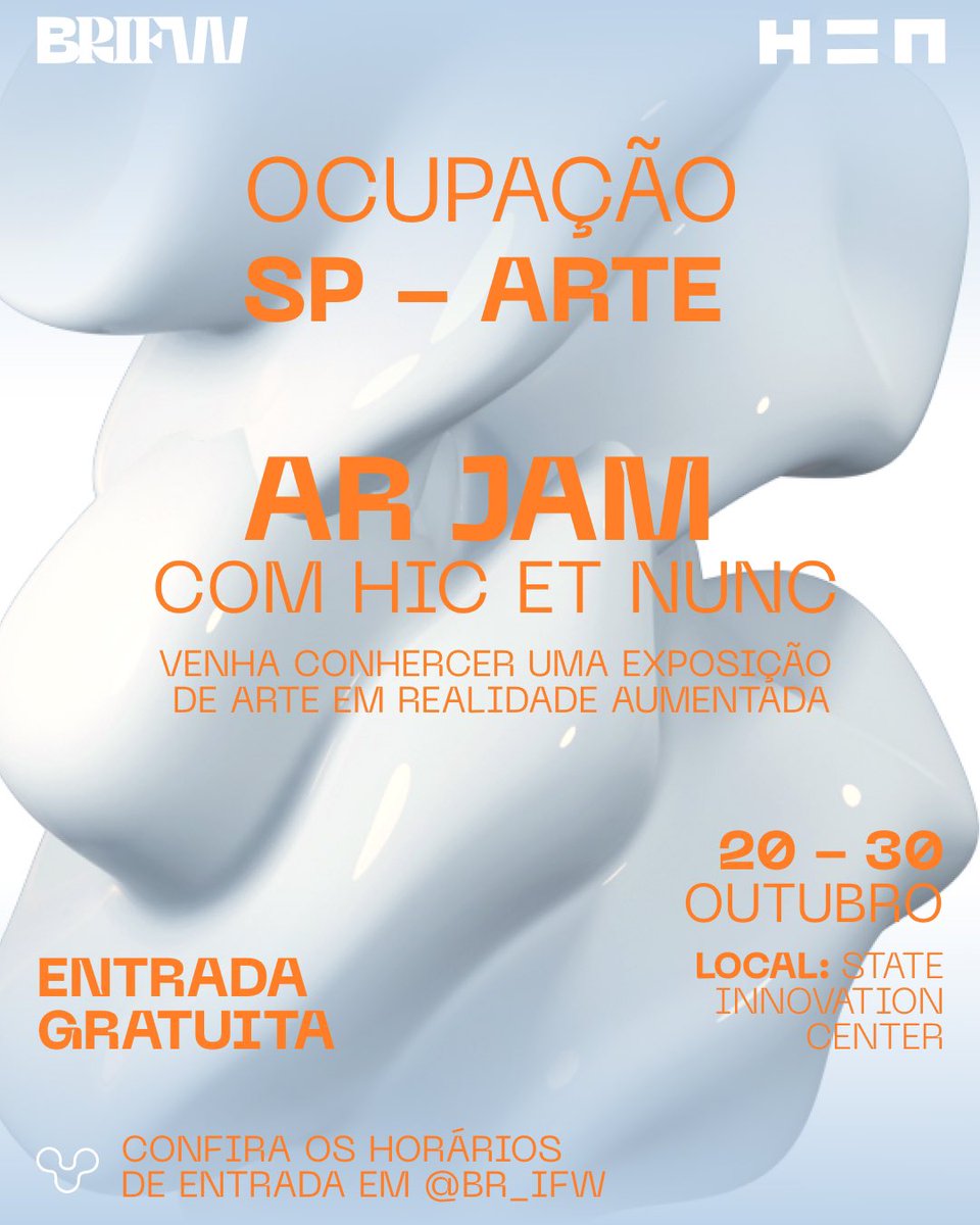br_ifw's tweet photo. JÁ PENSOU EM VISITAR UMA EXPOSIÇÃO FÍSICA DE REALIDADE AUMENTADA?
Dando continuidade ao #ARJAM o BRIFW + @hicetnunc2000 selecionaram 14 equipes para expor suas artes finais da competição.
+ https://t.co/OD8IrcZj43