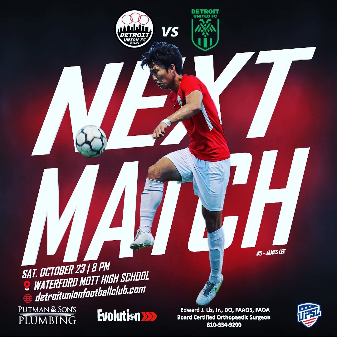 DetroitUnionFC's tweet image. Join us this Saturday at Waterford Mott High School at 8PM for a thrilling match against top of the table Detroit United!