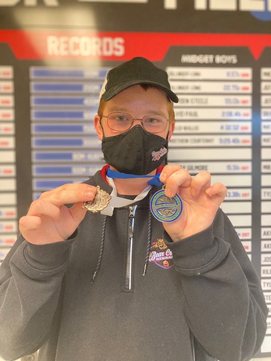 Very proud of the hardware earned by our most senior Life Skills student. Hard work, perseverance and commitment  earned him 2 medals at the #GBSSA Cross Country competition yesterday. Big thanks to Coach St. Jean & Loucks. #kodiakproud @umap03 @SCDSB_Schools