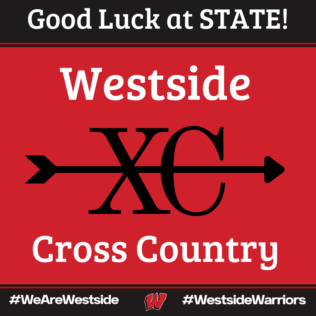 The @WestsideRunXC hits the Kearney Course in the State meet tomorrow!
Good luck to the running Warriors!
Girls Qualifiers:
Claire White
Reese Young-Oestmann
CeCe Gerard
Ella Humphrey
Elliott Taylor
Kailie Kaufman
Boys Qualifiers:
Jayden Wall
Jack Gerard
#WeAreWestside