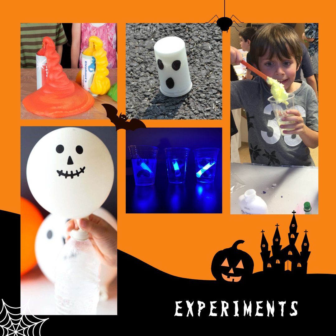 SYSTEMCoalition's tweet photo. STEM Spooktacular experiments:

1. Double, Double, Toil, and Trouble - a special magic potion. 🧪
2. Flying Ghost - create a ghost and watch it fly. 👻
3. Spooky Goo - a magical transformation into solid goo. 💥
4. Halloween Balloon 🎈
5. Glowing Ghosts - make ghosts glow. ✨ https://t.co/pqGu25Qo6y