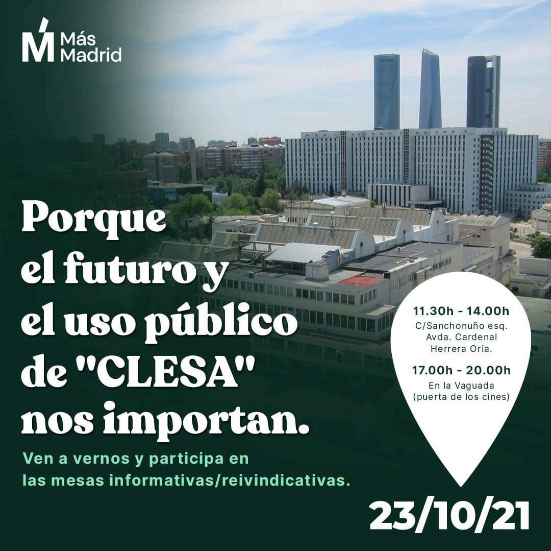 Por un uso público de la Clesa. Os esperamos este sábado 23 de octubre