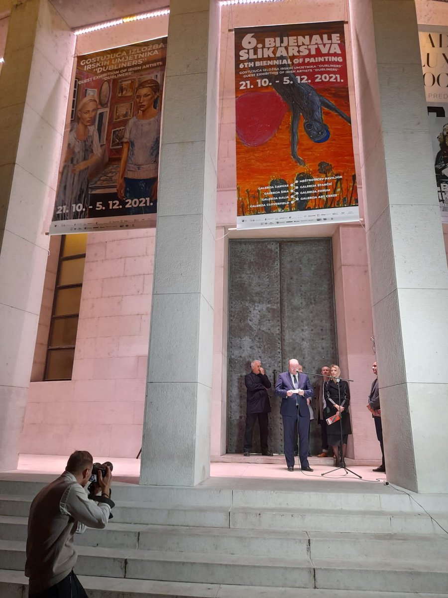 IrlEmbCroatia's tweet photo. Ambassador Dowling was one of the speakers at the opening of the Dubliners art exhibition at the Meštrović Pavilion in #Zagreb, the home of the Croatian Fine Artists.

The exhibition will remain open until early December.

🇮🇪🇭🇷👨‍🎨👩‍🎨

@GlobalIrish @PallasProjects https://t.co/DDjDs9ewu0