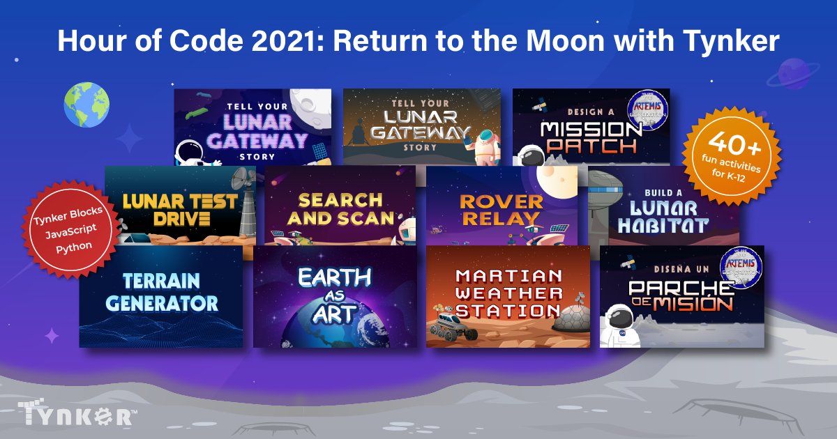 I just registered for "Get Ready for an Hour of Code" with <a href="/goTynker/">Tynker</a>! You should too! gotyn.kr/nasahoc2021  #NASAT