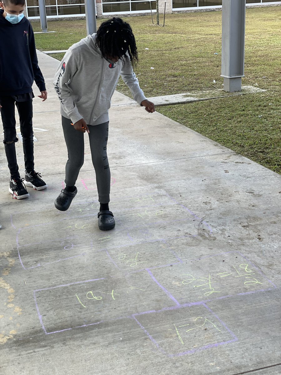 mymathclass7's tweet photo. Math one and two step equations hopscotch. #mathgraffiti #mathrocks https://t.co/bq17qJE7zJ