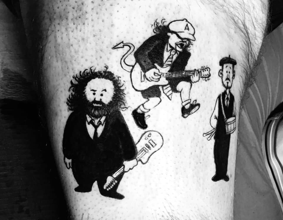 jeanphibredel's tweet photo. tatouage du jour par #MarcLarge #TheInspectorCluzo #tic #AngusYoung #ACDC https://t.co/pwJUcBICcd