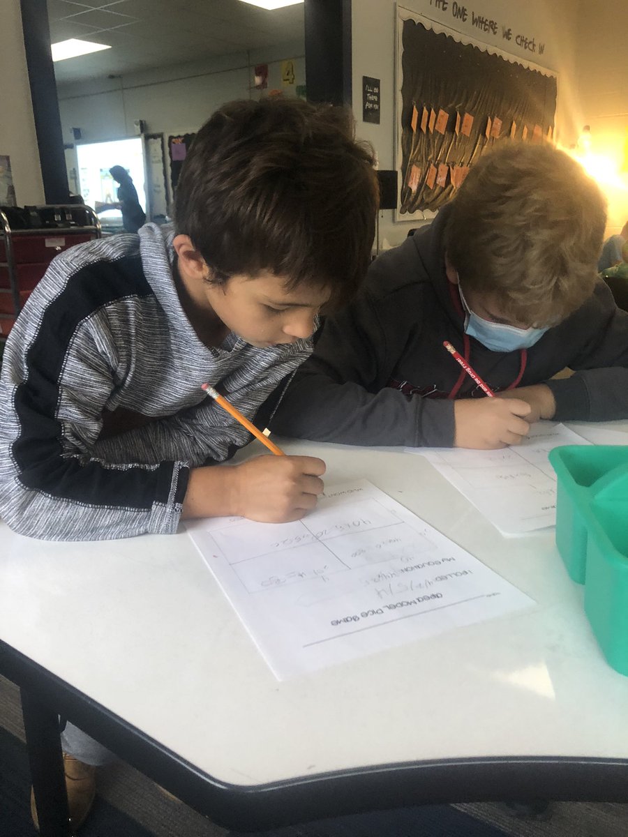 MrsWachholder's tweet photo. Who says solving multiplication problems using area models can’t be fun? #wcsflight #areamodels #multiplication #friendsinfourth @Reed_Reads009 @hanuhen https://t.co/b9gfNSR9wF