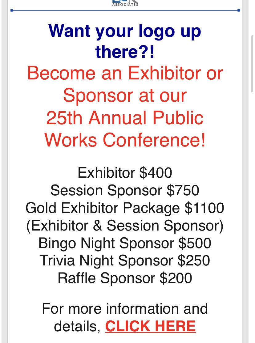 Early registration for the APWA conference  ends October 22nd! Sign up for a fantastic lineup of presentations!
Sponsorship opportunities are available to promote your company to all attendees and support our chapter! 

Visit our website: 
northernca.apwa.net

#apwa
