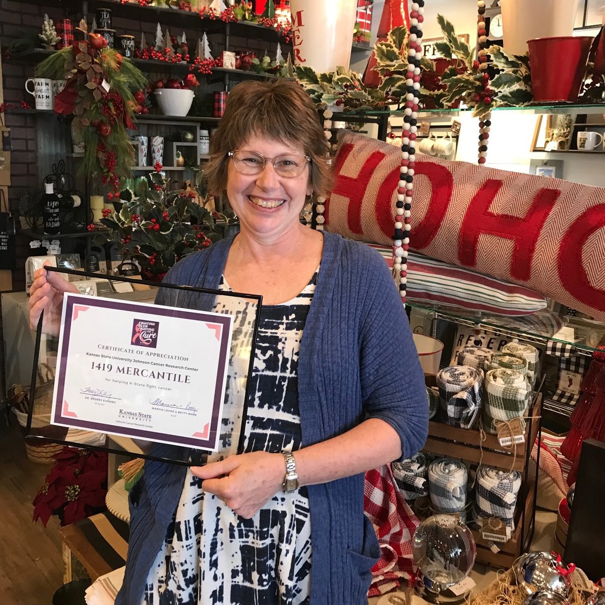 KStateCancerRes's tweet photo. Huge THANKS to our retail partners who helped sell Fighting for a Cure shirts--1419 Mercantile, G. Thomas Jewelers, Yee Haw Country Outfitters! Your help enabled us to sell more shirts! We really appreciate the extra work you all did to #HelpKStateFightCancer! https://t.co/WHMj5RWRS7