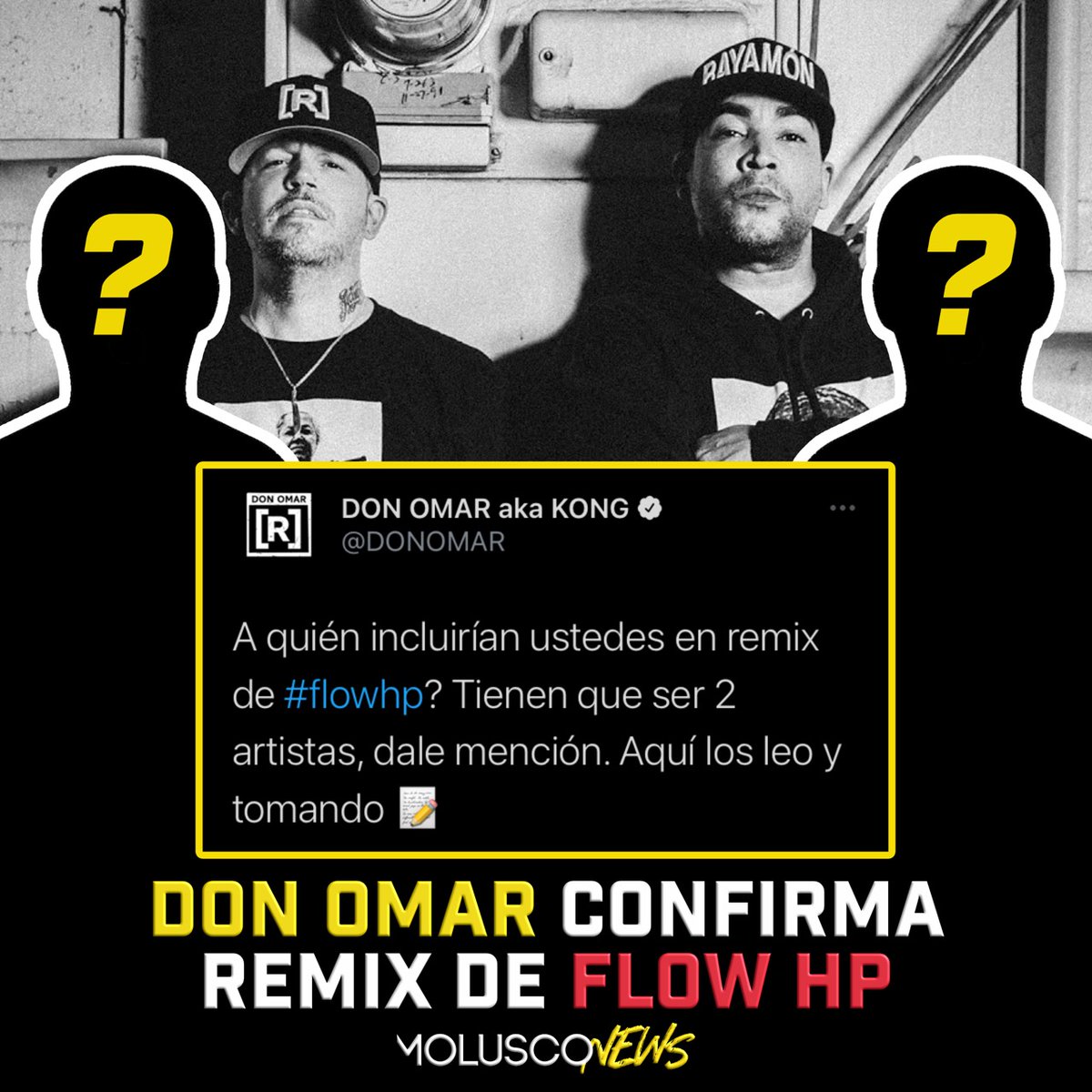 Moluskein's tweet photo. ¿A cuáles 2 artistas quisieras escuchar en el remix de #FlowHP? 👀👀👀

#MoluscoUrbanNews 
#ElMolu 🎧 https://t.co/qWjV5KyNxp