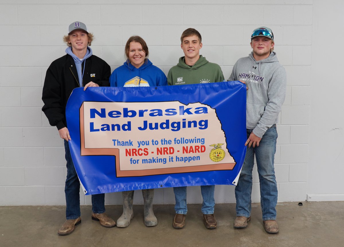 NebraskaNRDs's tweet photo. Congratulations to our 2021 State #LandJudging Team Champions - Hampton, Fullerton, Heartland, Holdrege and Adams Central! These top five Nebraska teams will advance to the national competition hosted in Oklahoma City May 3-5, 2022.
Photo: Hampton Team @Tri_Basin_NRD @NebraskaFFA https://t.co/q79WmaGmgU