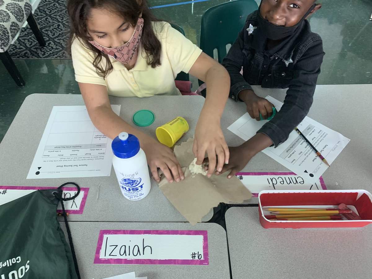 2nd grade students in <a href="/KerrieARose/">Kerrie Rose</a> class have transformed into chemists! While learning about properties of matter, they tested high quality vs low quality play dough, and then mixing different ingredients to see how it makes them feel! @EiE_org  <a href="/WeAreHAEST/">HAEST</a> <a href="/HCPSElemScience/">HCPSElemScience</a>