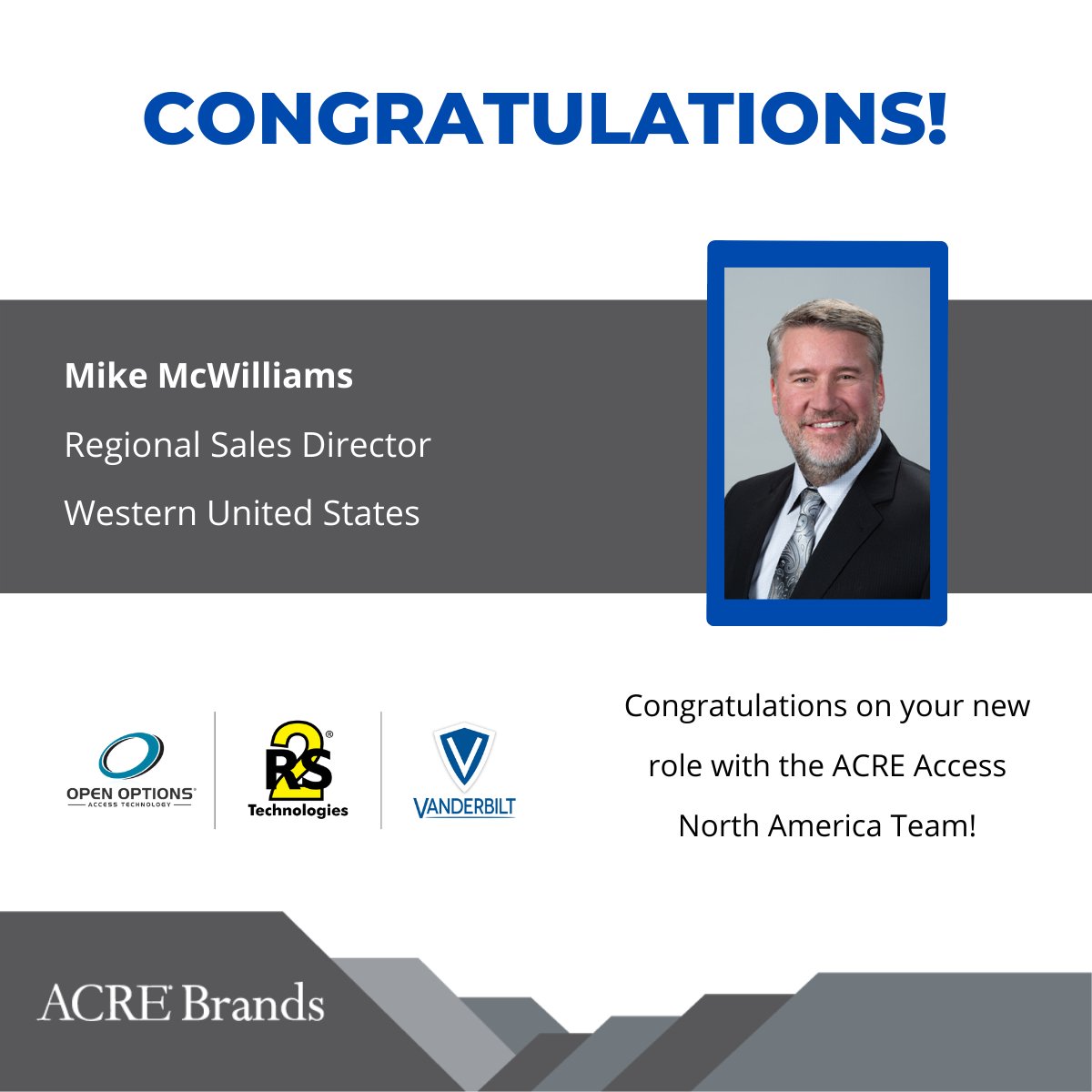 ooaccess's tweet image. #OpenOptions is also pleased to announce the promotion of Mike McWilliams to Regional Sales Director – Western U.S. In Mike’s new role he will focus on helping drive growth with our integrator partners in the Western U.S. #OneACRE