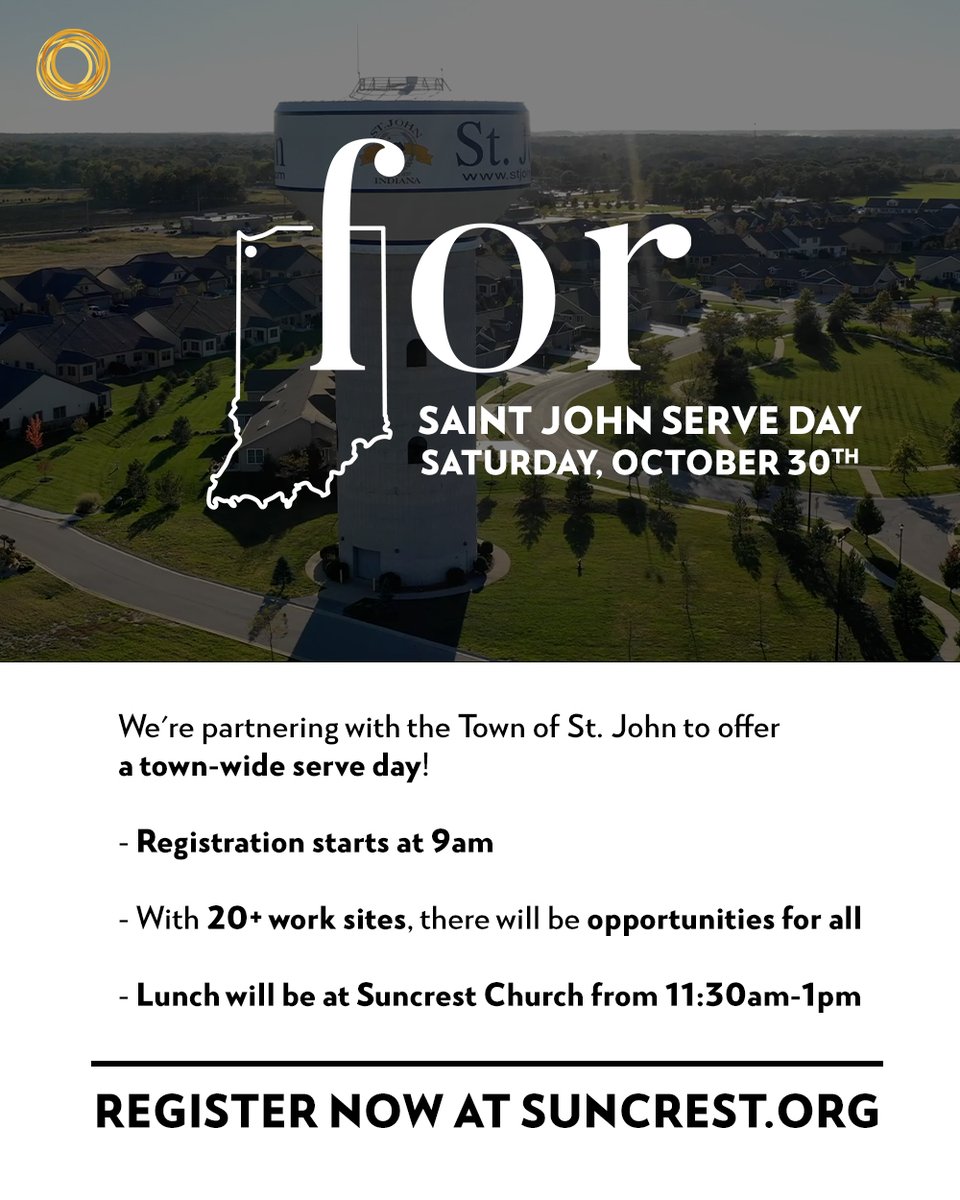 suncrestchurch's tweet photo. "We met with town leaders and floated ideas of how we could serve St. John AND be a catalyst for all residents helping out... and they LOVED it."
More Info here --> https://t.co/YSATL8noBN
Sign up here --> https://t.co/7jrYDgWLyO
#ForTheRegion #NWI #ChangeHappensHere https://t.co/la3hCtCJLv