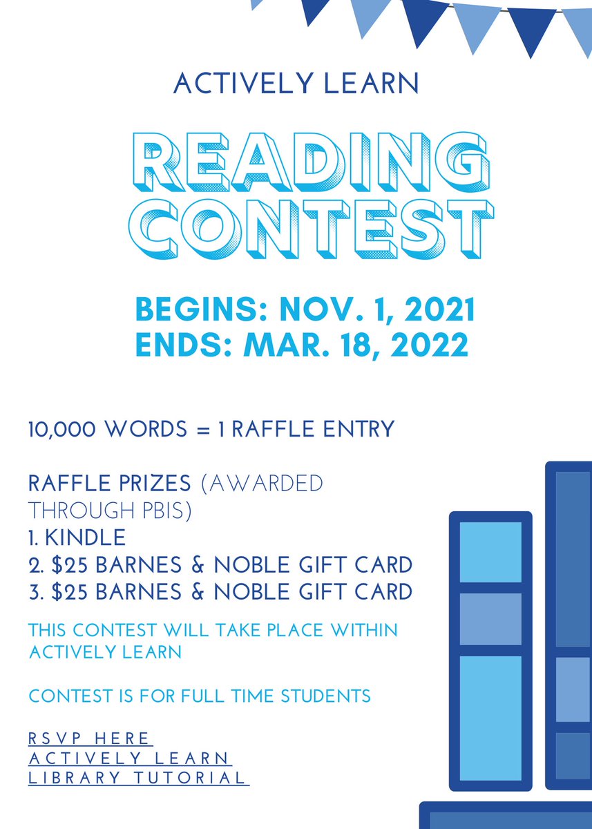 MHAcad's tweet photo. Have the chance to win a Kindle or Barnes and Noble gift card by participating in our Actively Learn Reading Contest! This contest is for full-time students only. RSVP and find more information on the student home page! https://t.co/NuidP0f9Jk