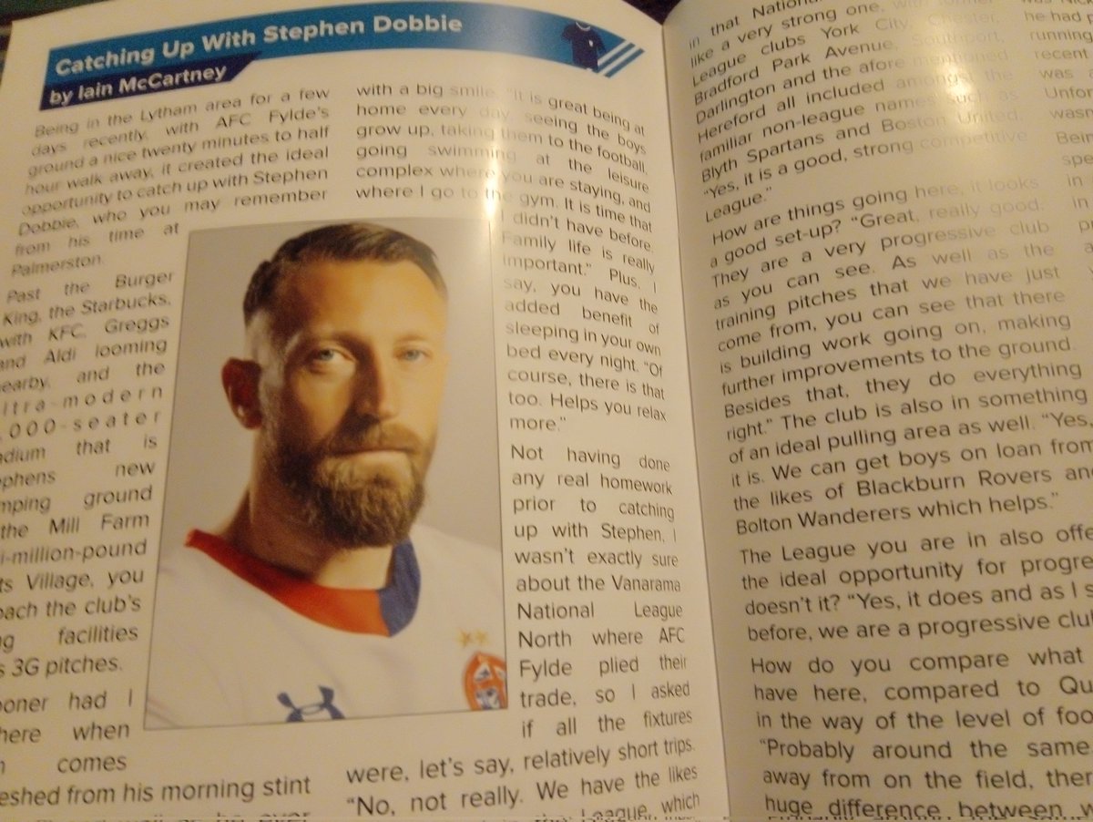 palmerstonblues's tweet photo. Nice little article on Stephen Dobbie in Saturday's @OfficialQosFC v.@Morton_FC match programme https://t.co/sOoW0x83Ej