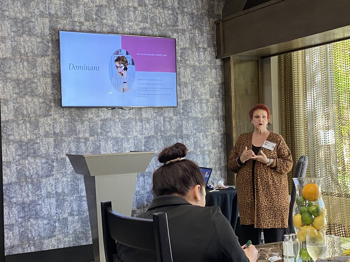 OKCityALA's tweet photo. Laura Gamble presented to our chapter on effective communication by exploring the DISC behavior assessment. Thank you Laura for this interactive, informative session! Our guest business partner was Michael Kavalier with @FNBOkla. It was great to connect with him! #ALAOKC https://t.co/AxELEi95HU