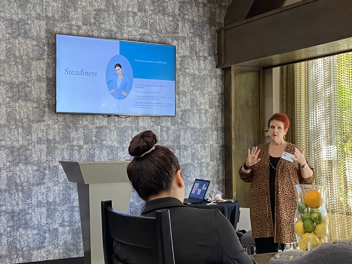 OKCityALA's tweet photo. Laura Gamble presented to our chapter on effective communication by exploring the DISC behavior assessment. Thank you Laura for this interactive, informative session! Our guest business partner was Michael Kavalier with @FNBOkla. It was great to connect with him! #ALAOKC https://t.co/AxELEi95HU