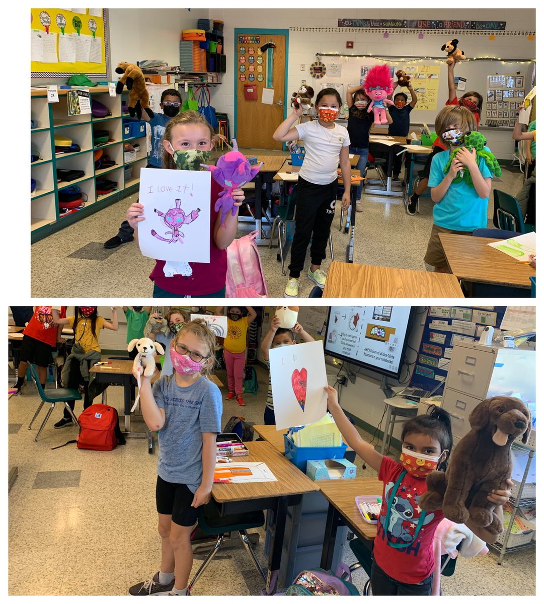 When it’s school wide fluffy friend day and four kids didn’t bring one :( And ⁦@misswrightcooke⁩ comes to your rescue in minutes! Nothing but Smiles and cuddles all day! Thank you! ⁦<a href="/WTCookeSchool/">WT Cooke School</a>⁩ ⁦<a href="/CongerCasey/">Casey Conger</a>⁩