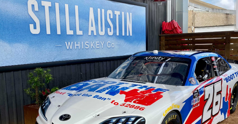 jpmoery's tweet photo. Auto Racing and Advocacy - yes, please. Distilled Spirits Council of the United States and @Team_SHR26 developed a unique campaign to #boottheban in TX for 7 day sales. Live event at @StillATX, television interviews and more than 100k Social Media impressions. https://t.co/cNRX1oxeYw