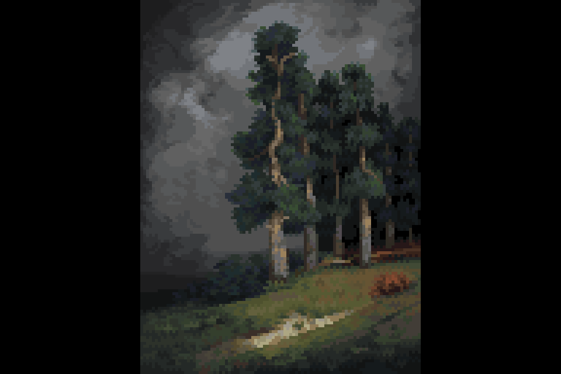 landscape study of Vladimir Motsar's painting

#pixelart #ドット絵