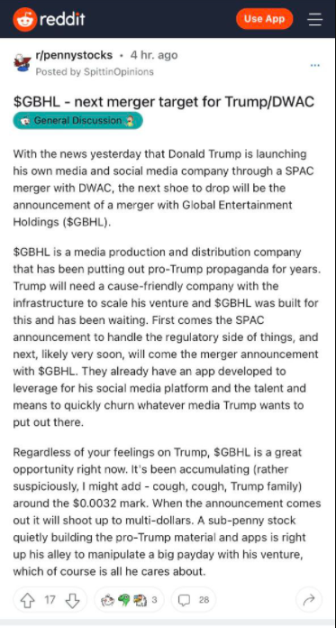 $GBHL $DWAC
I saw it going around on Twitter, apparently, that's what put the abnormal volume in today, I do not know how true it is ... but ... if it is true ... I will need a doctor.